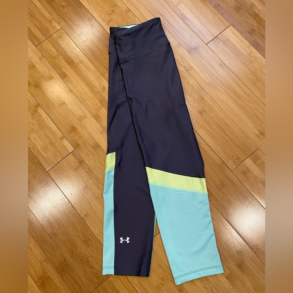 Under Armour Grey and Turquoise Cropped Compression Leggings (S) - Picture 3 of 4